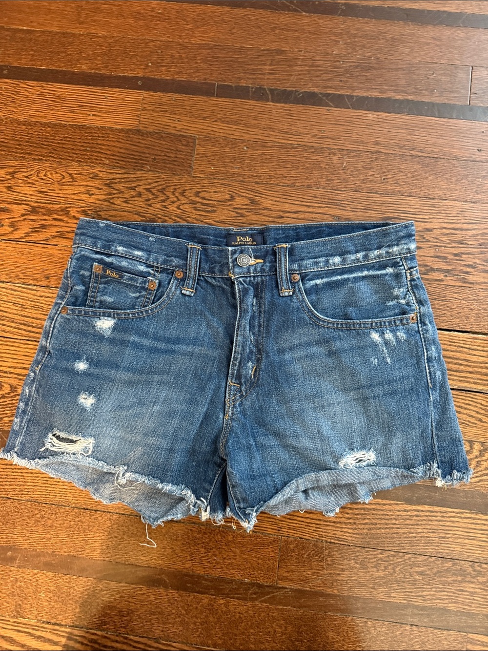 Polo by Ralph Lauren Distressed Blue Denim Cutoff Shorts